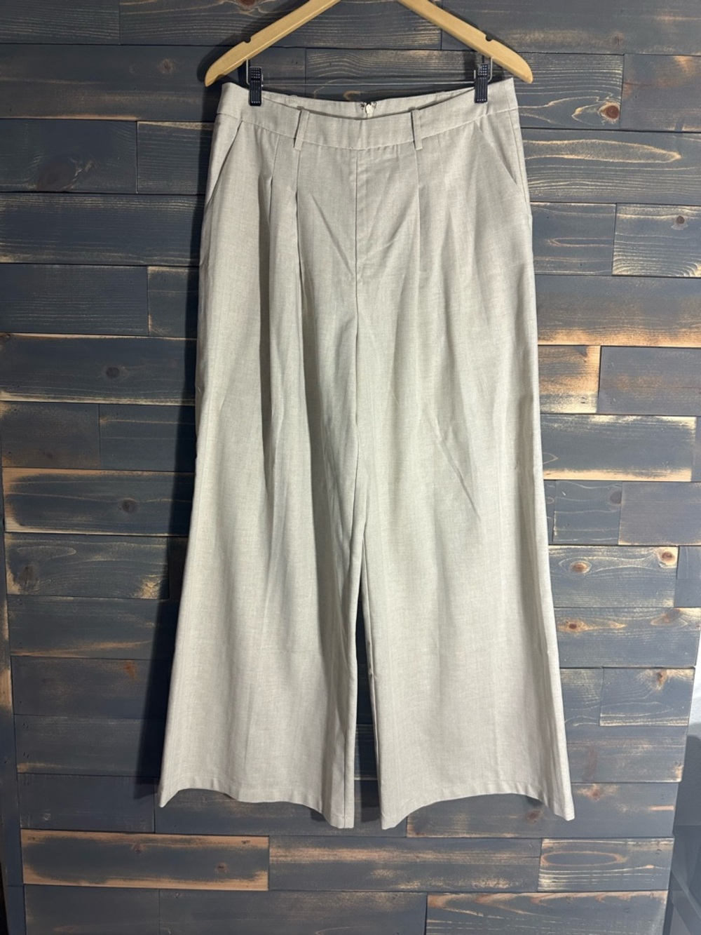 NWT Commense Wide-Leg Linen Blend Women's Dress Pants Beige w/ Pockets!